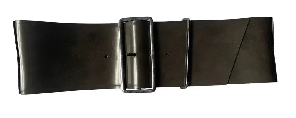 MAX MARA VINTAGE ITALY GRAY Leather WIDE Belt sz M